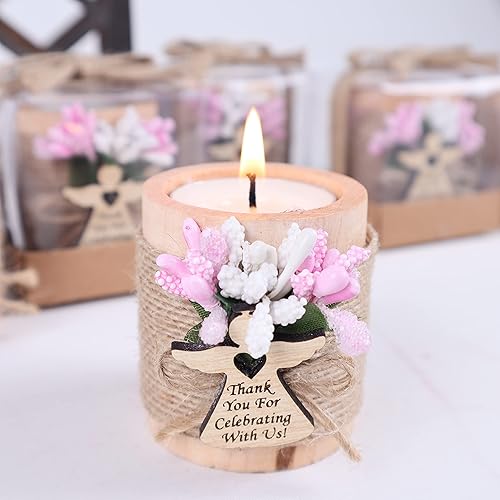 Pack of 10 Personalized Wood Tealight Candle Holder Custom Handmade Baptism Gifts for Girls Communion Favors for Guests First Communion Gift Baptism disponible en Yaxa Guatemala