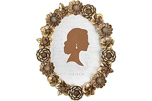 AELS Oval Picture Frame 5x7 Golden Flower