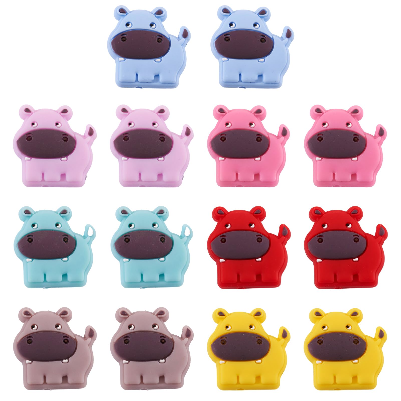 Crafans 14Pcs Cattle Silicone Beads Cute Cow Beads 7 Colors Flat Animal Spacer Beads Cute Rubber Beads for DIY Bracelet Pen Decor Crafting Jewelry Making