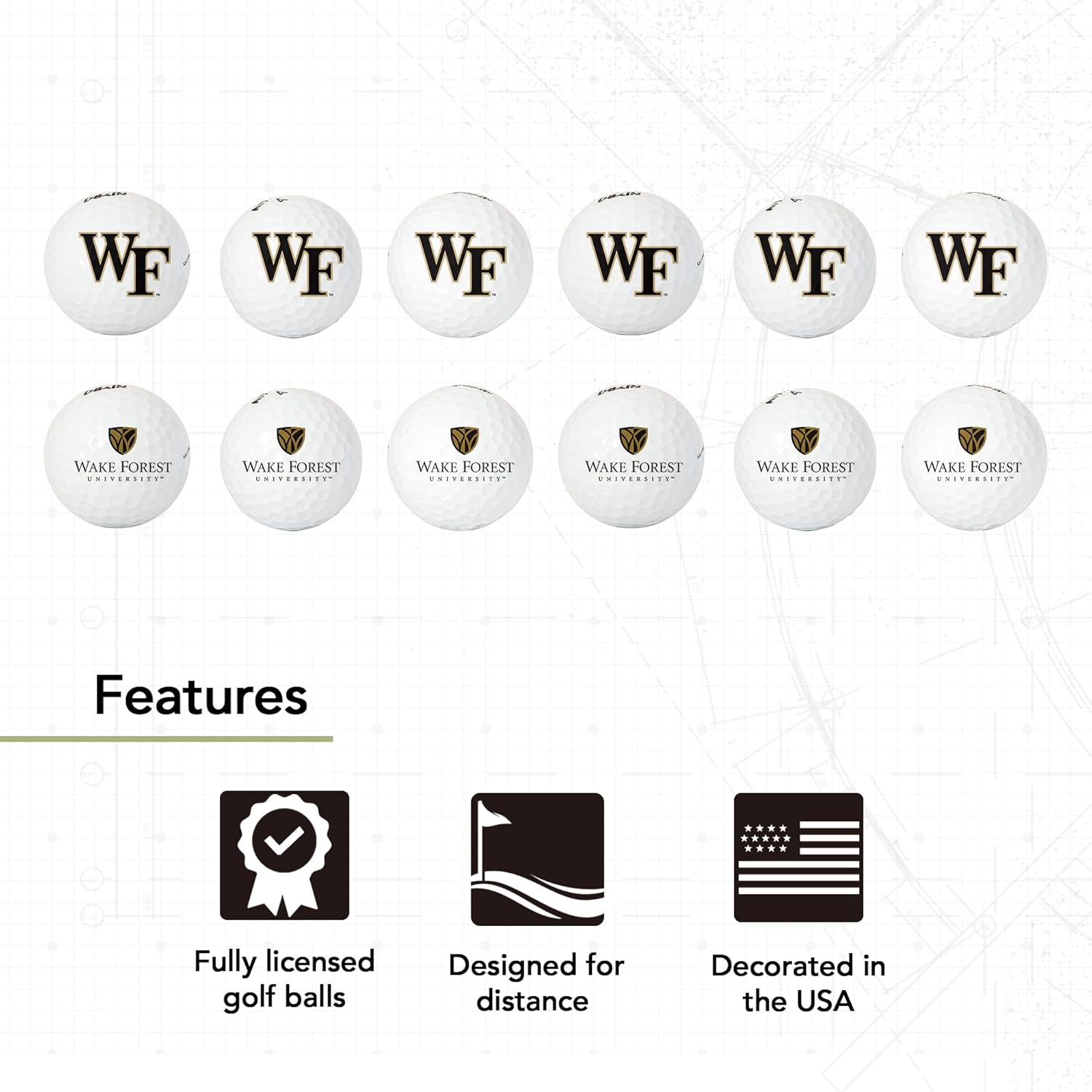 Desert Cactus Wake Forest University Golf Balls 12 Pack – WFU Demon Deacons Full Color Dozen – Officially Licensed Sport Team Accessory