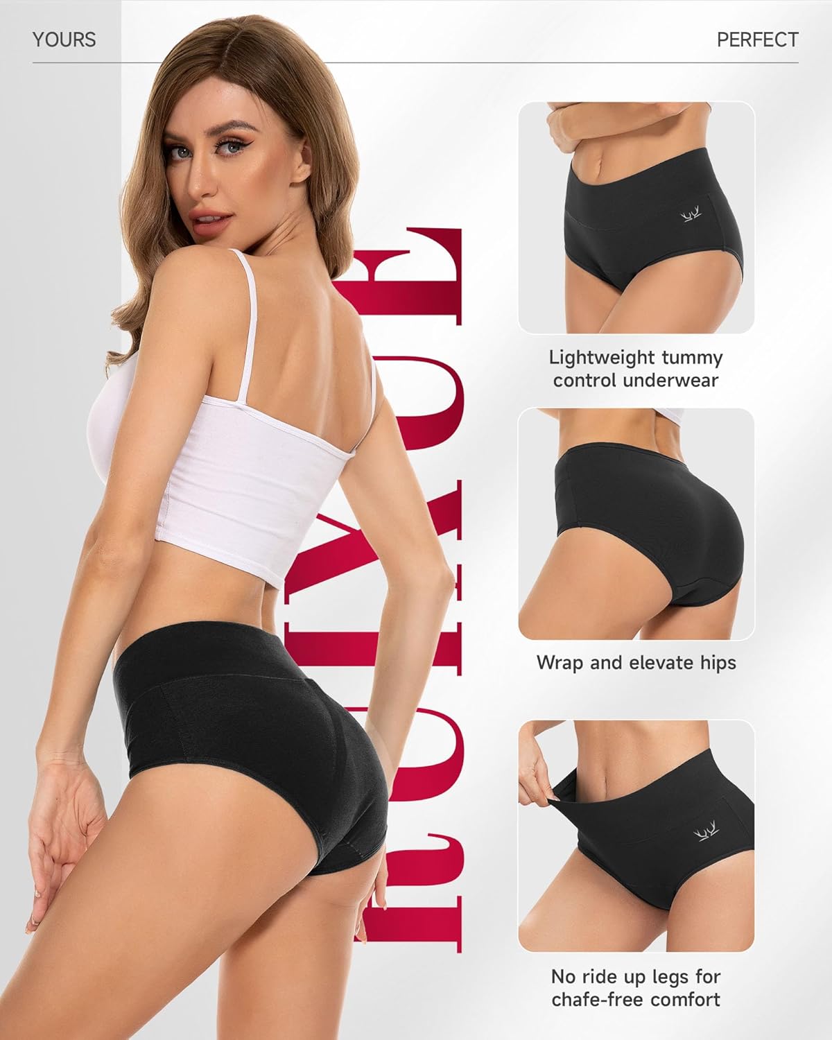 Women's Underwear High Waisted Ladies Cotton Panties Breathable Stretch Full Coverage Postpartum Brief 5Pack - Image 3