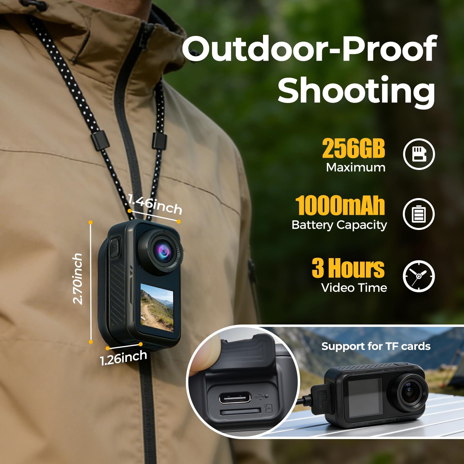 AIKER Action Cam 4K/5K WiFi NEU Upgraded, Bodycam mit 30M wasserdichte/EIS/180 Min Akkulaufzeit/Dual-Screen-Display/Helmkamera 150° Action Kamera für Fahrrad, Schnorcheln, Motorrad,Wandern & Vloggen