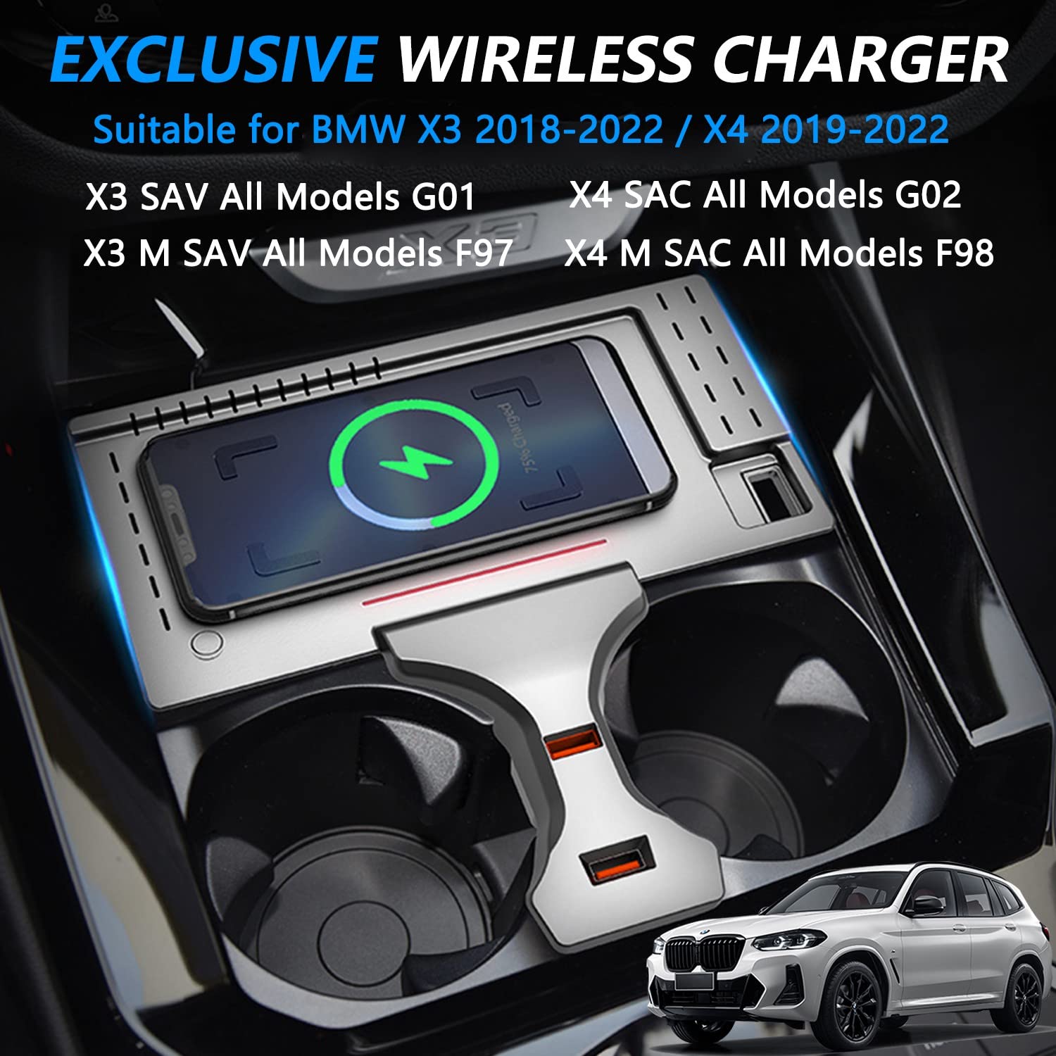 Amazon.co.jp: 2022革新版 車載 ワイヤレス充電器 BMW X3(G01