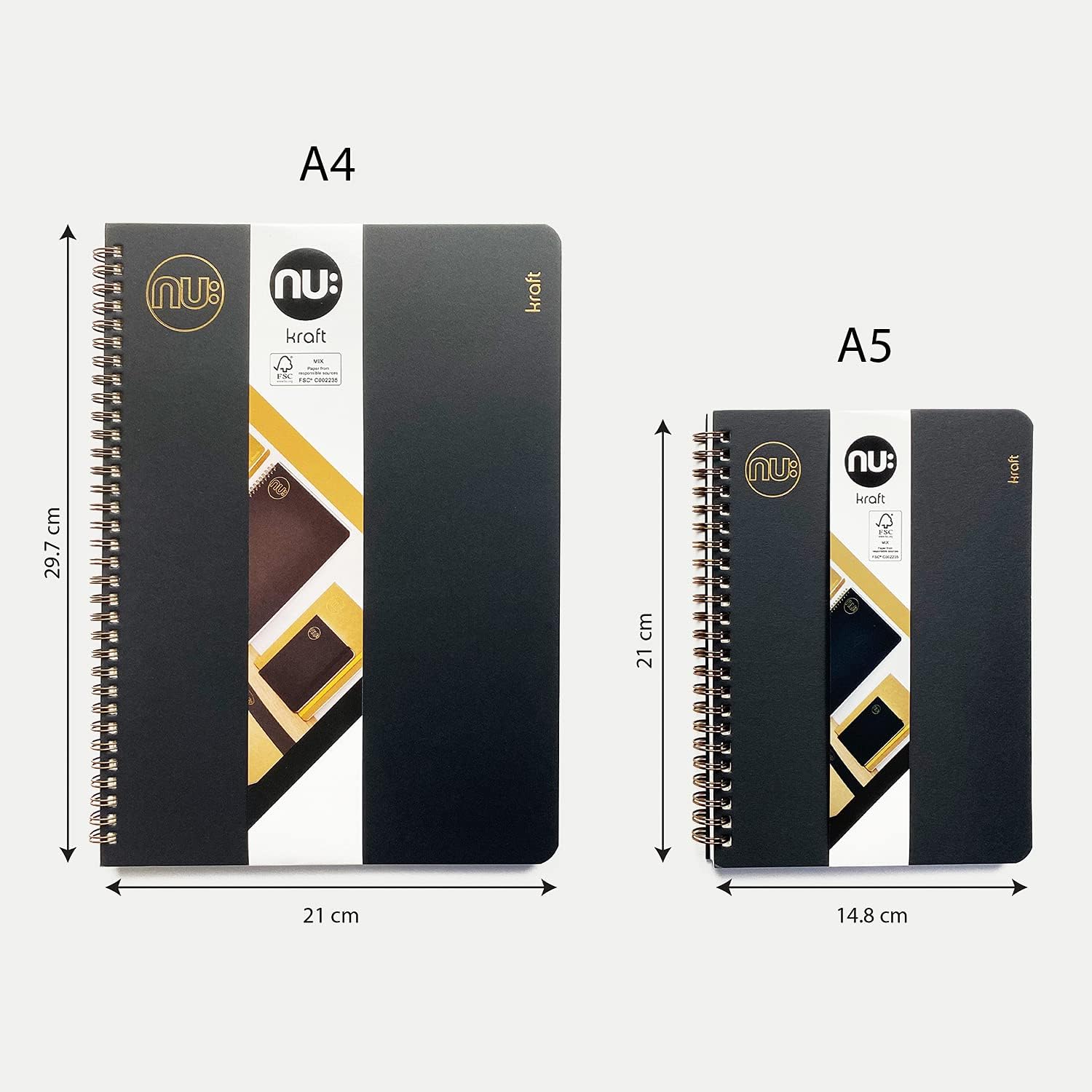 Nu Notebooks - Kraft Range - Black Wire Bound A5 Notebook - Stationery Notebooks - Professional Notepad - 160 Pages