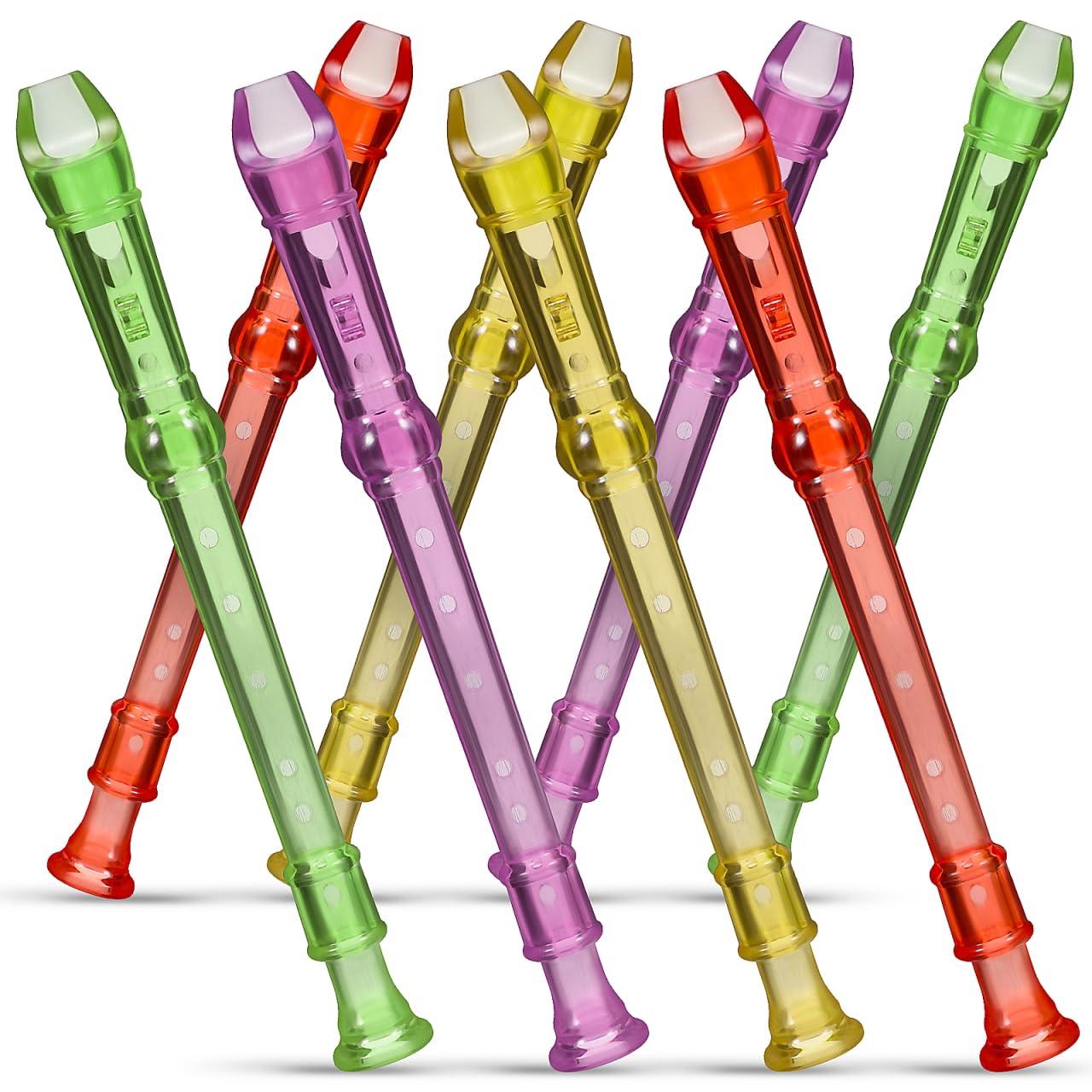 Toyvian Pack of 8 Plastic Flutes Musical Instrument 6 Holes Clarinet Children's Recorder Instrument Small Flutes Beginners Mini Flutes Whistle Recorder for Children Beginners Learning Training