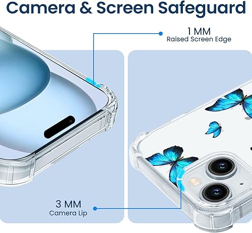 Miniatura 3 de Hi Space Funda para iPhone 15 Plus de 6.7 pulgadas 2023, fundas con patrón de mariposa transparente para iPhone 15 Plus para mujeres y niñas, funda