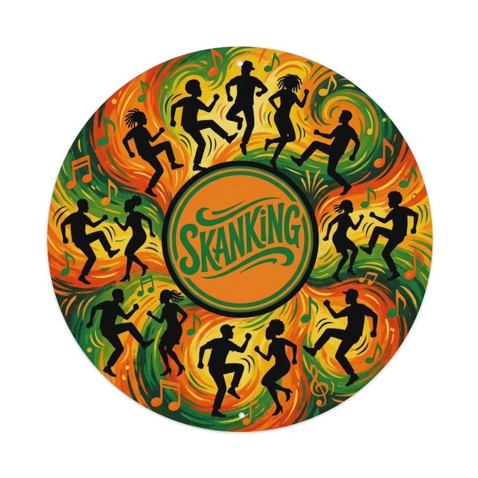 Reggae Sound System Skanking Dance Vinyl Records Metal Tin Sign