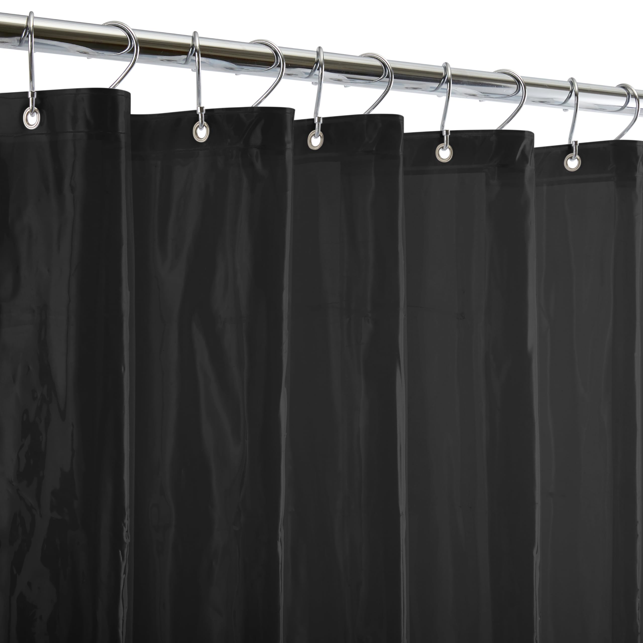 Bath Bliss Heavy Shower Curtain Liner, 12 Rust Resistant Metal Grommets, 3 Weighted Magnet Hem, Black