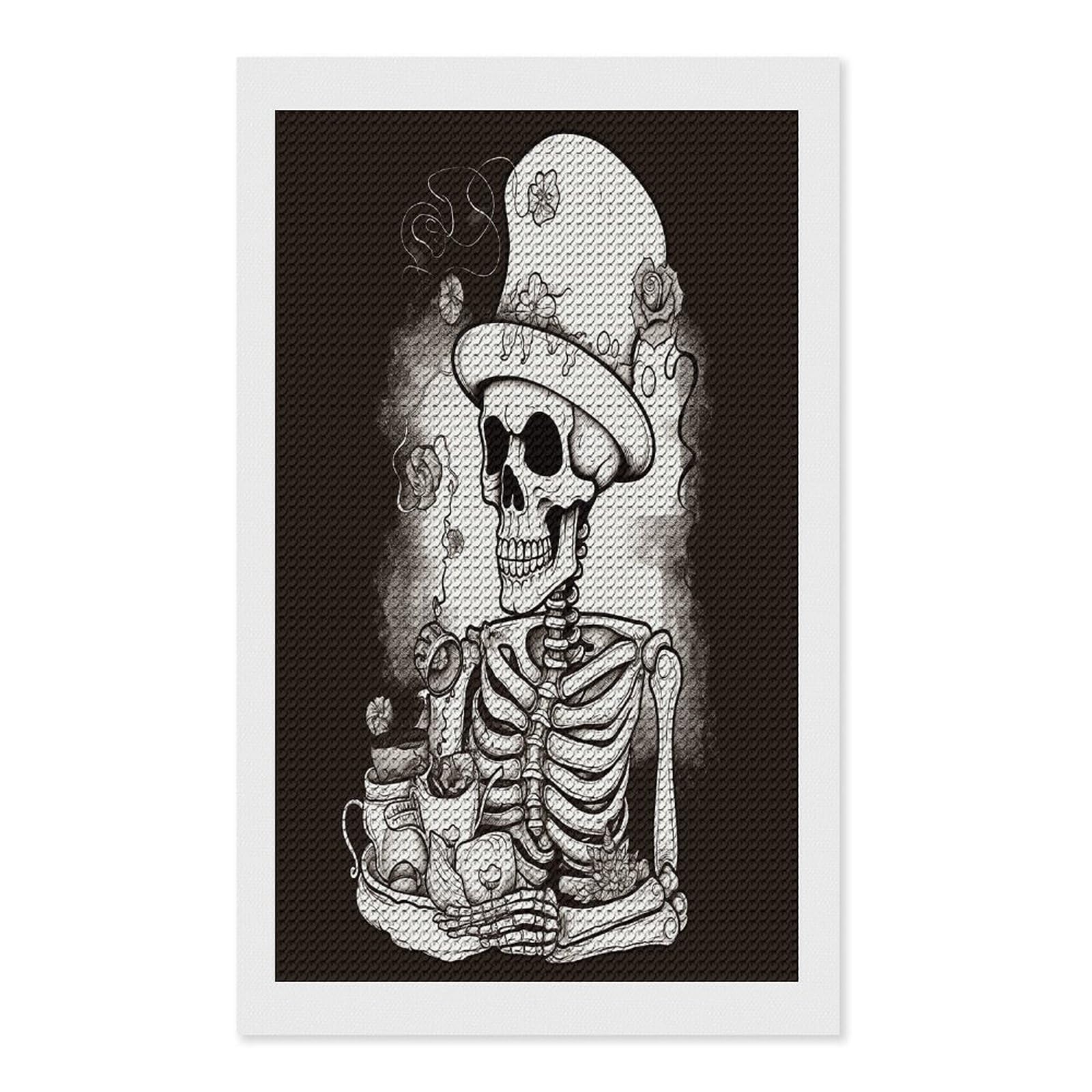 FekiLoot Skeleton Chef Diamond Painting Kits for Beginners DIY Diamond Art Kits for Adults Full Drill Round Diamond Dot Gem Art Painting Fun DIY Crafts for Home Kitchen Wall Decor Gift 12"x20"