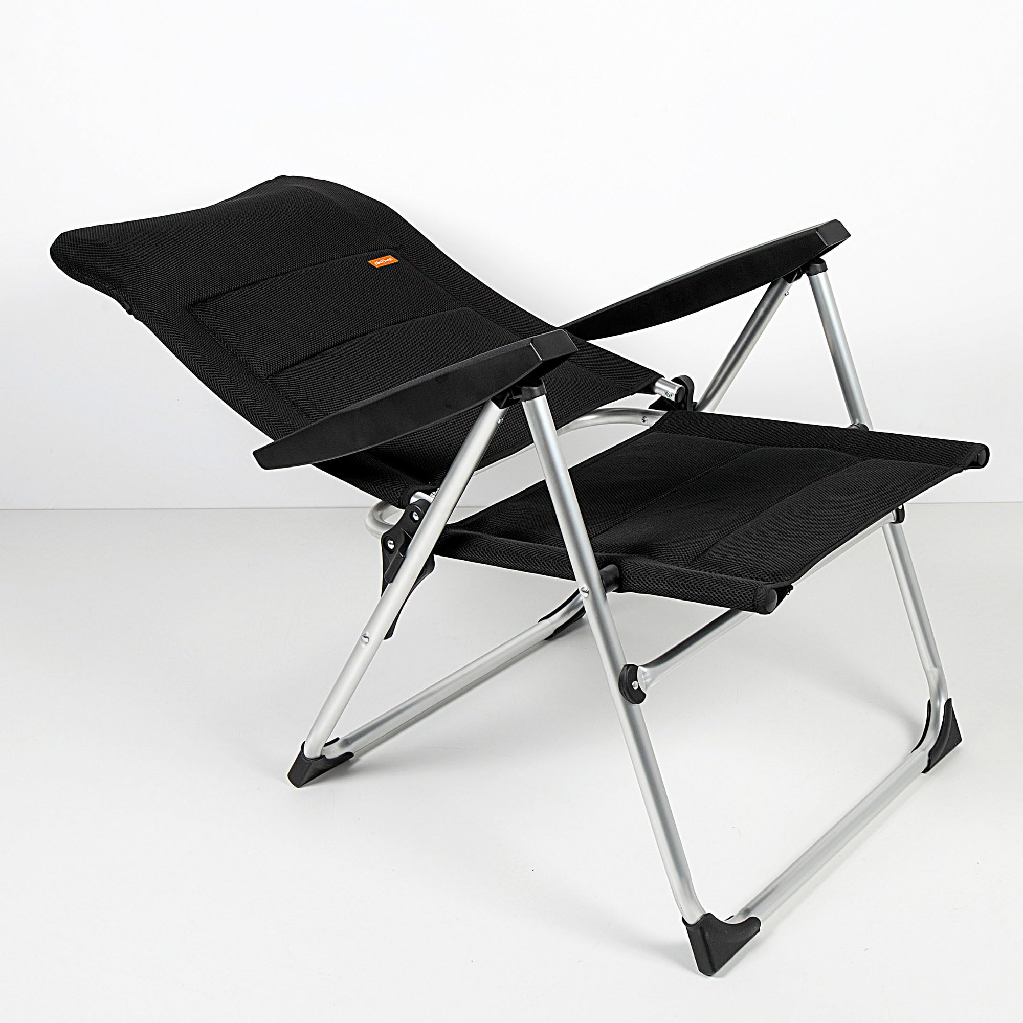 AKTIVE Sedia pieghevole imbottita di alta qualità, Nero, Per terrazza, balcone, patio o giardino, Misure 49x59x105 cm, Materiale alluminio e 100% poliestere, Antiribaltamento
