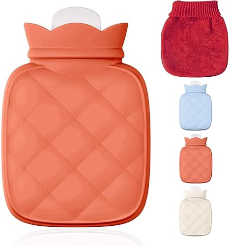 Redify Pequeña bolsa para botella de agua caliente para compresas frías y calientes con cubierta, calefacción por microondas, silicona suave y