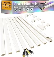 Vista 10 de Kit de ocultador de cable de 113.4", cubiertas de cable para 2-4 cables en la pared, cubiertas de cable autoadhesivas para ocultar cables