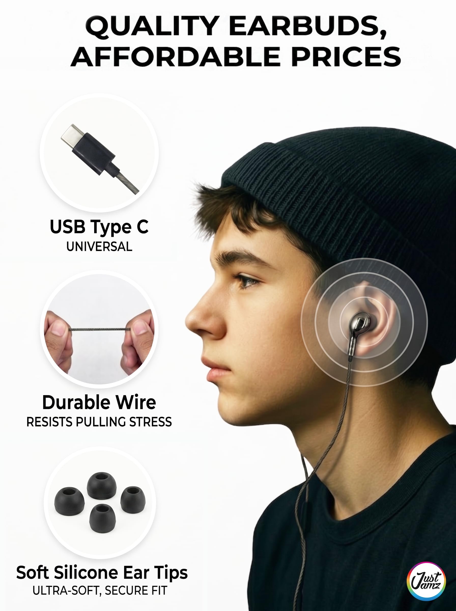 Chrome [Paquete de 100] Auriculares USB C envueltos individualmente, auriculares con cable para iPhone 17, 16, 15 Pro Max, auriculares USB C con micrófono y control de volumen, tipo C para Samsung