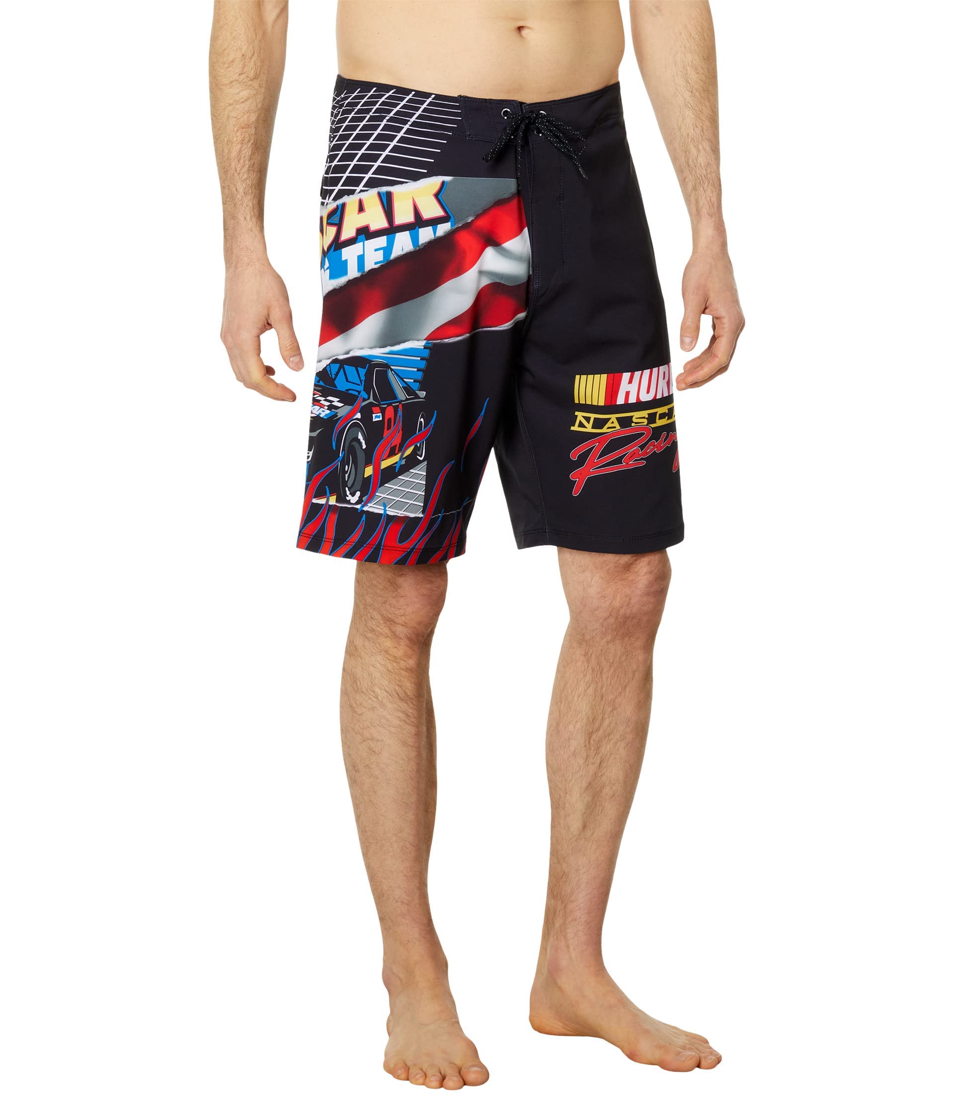 Hurley babylegs Division Men's Phantom-eco Nascar Racing 20' Swimsuit, Black, 9-Aug