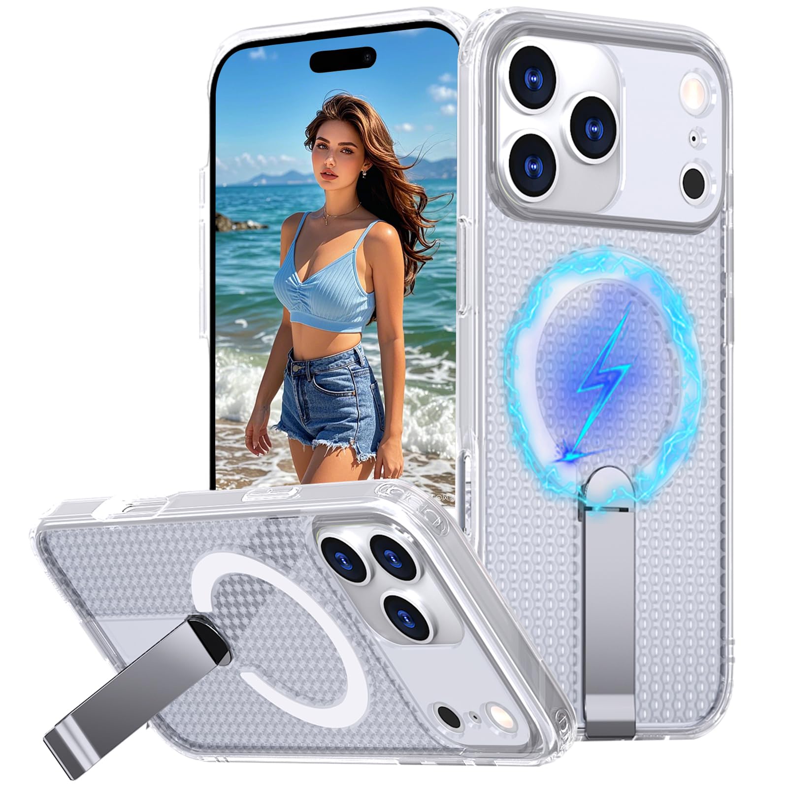 Coque de refroidissement iPhone 17 Pro Max antichoc béquille nid d'abeille - 8