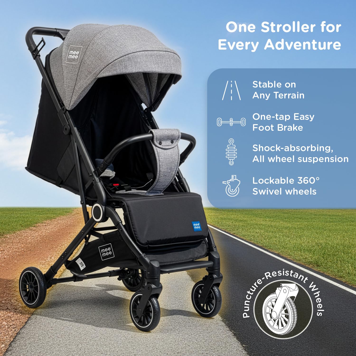 Mee Mee Baby Haven Pram - Lightweight Travel Stroller -6