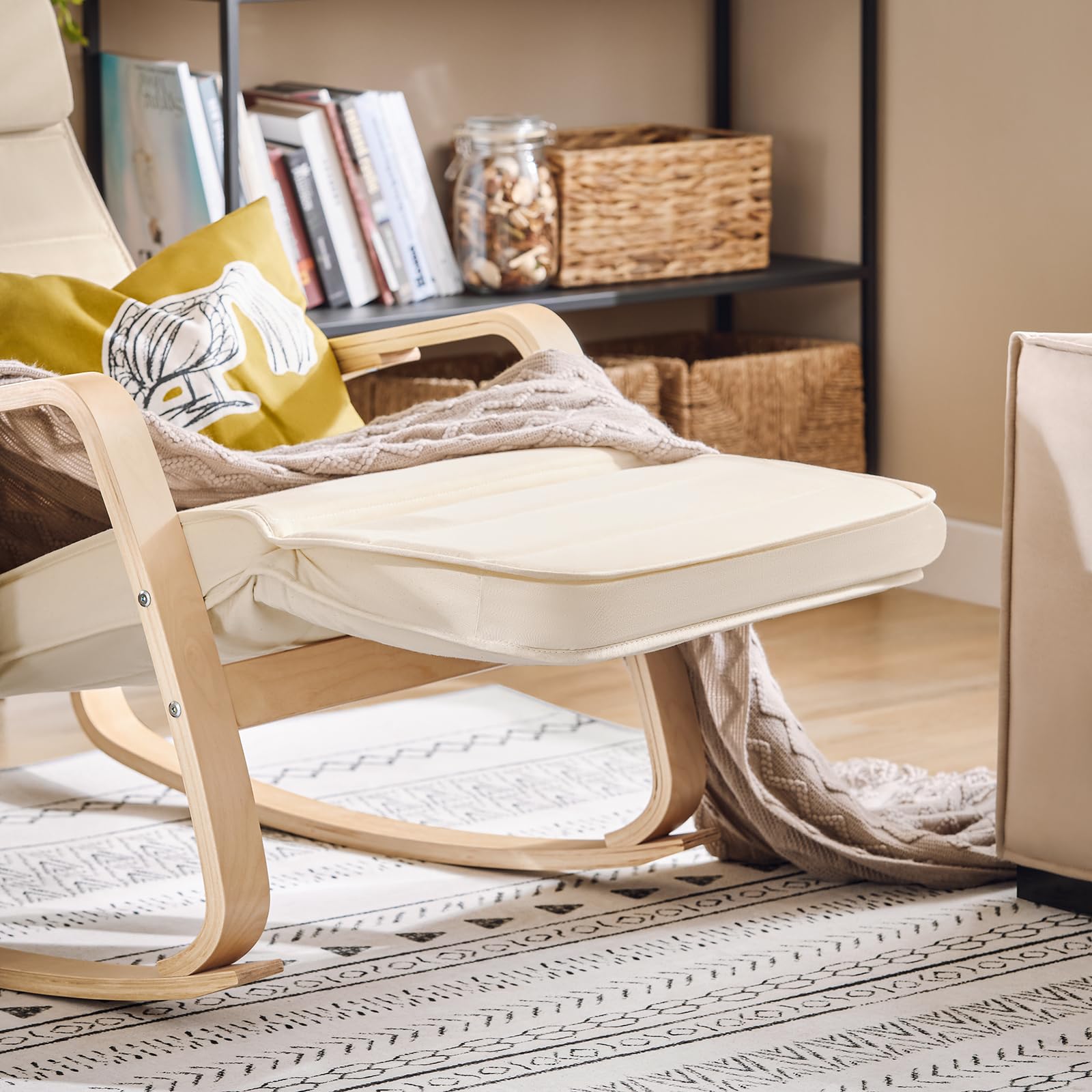 SoBuy Mecedora con Cojín y Reposapiés Beige