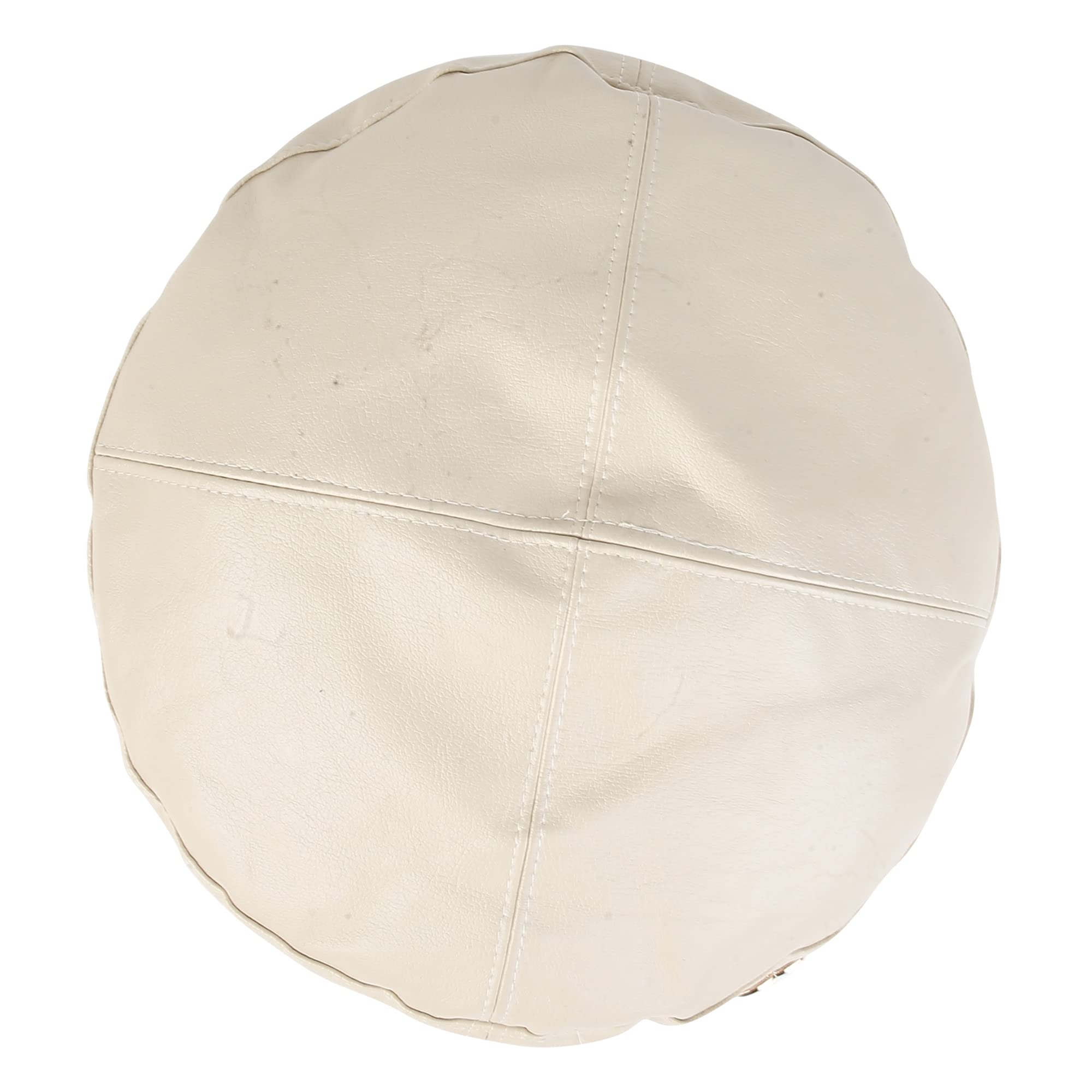 iSWEVEN French Beret Cap All Season Unisex Artist Newsboy Hats, Ascot PU Leather British Style Adjustable Women's Caps, WBC8113B (Cream, Free Size) - Image 3 thumbnail