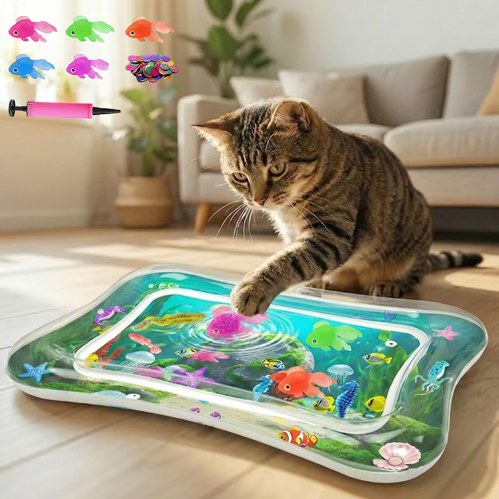 Tapis d'eau interactif pour chat avec membrane épaisse de 0,7 mm anti-griffes