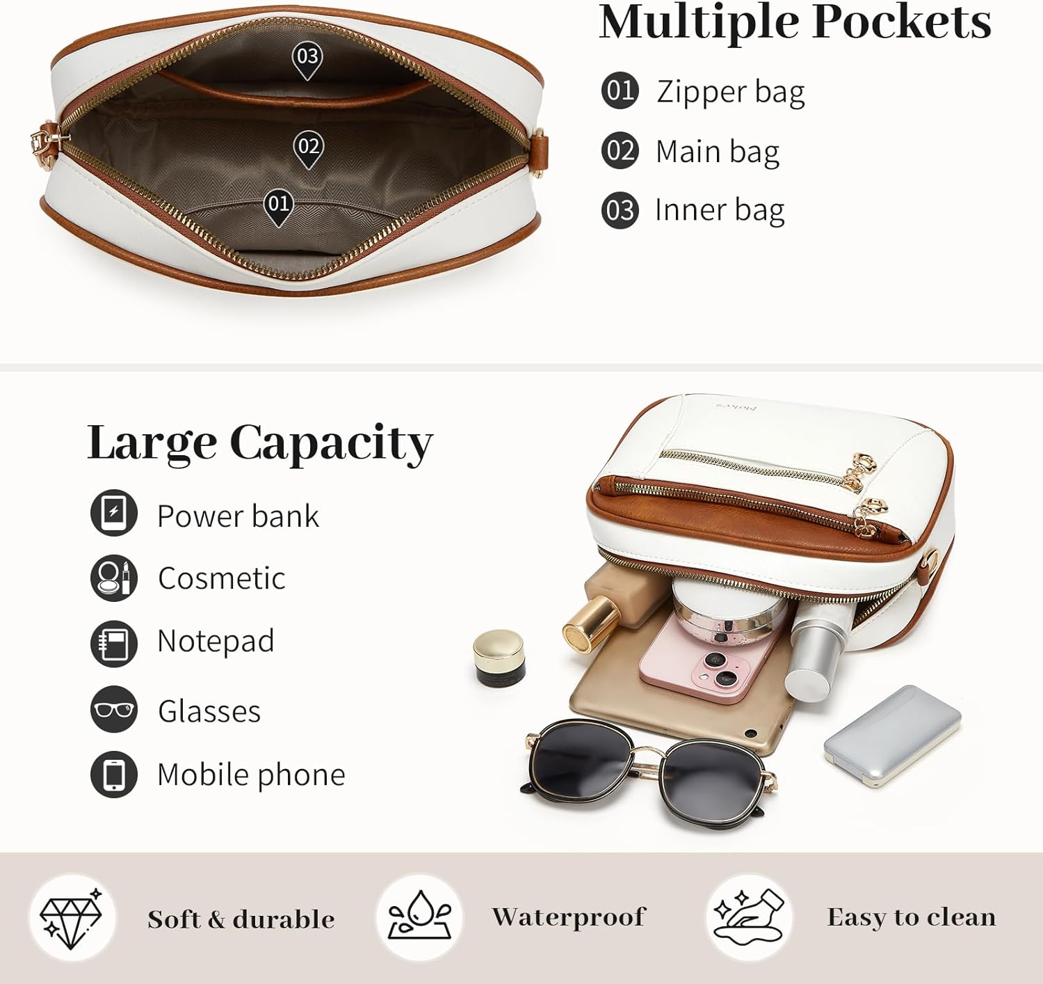 Crossbody Purse for Women Small Crossbody Bags Trendy Vegan Leather with Adjustable Shoulder Straps Gift for Mother Wife Mom - Image 4