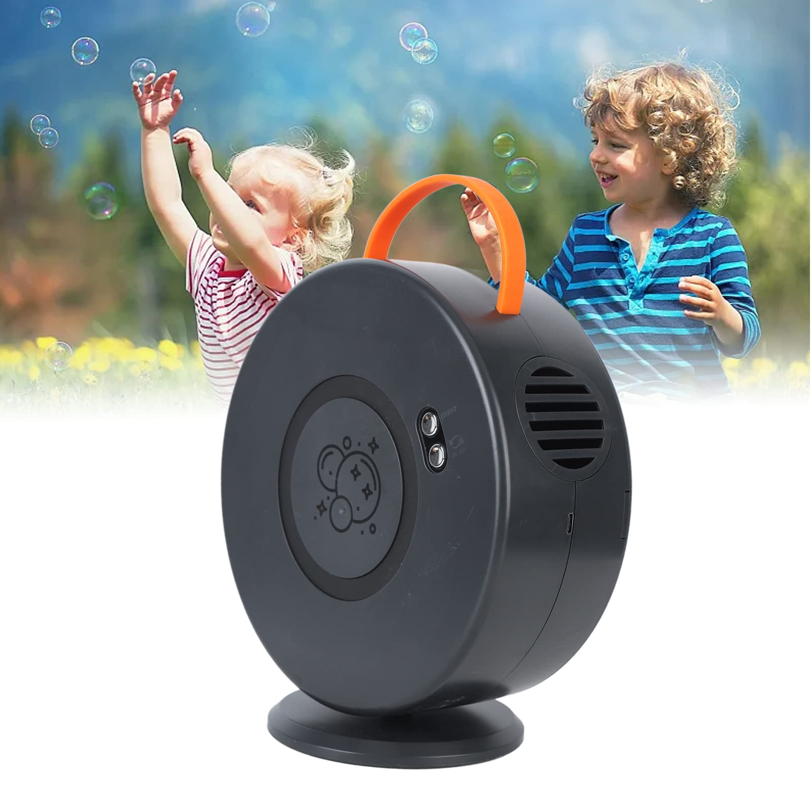 Máquina de Burbujas, Soplador de Burbujas de Rotación Automática Recargable por USB, Fabricante de Burbujas Portátil para Interiores y Exteriores, Bodas, Fiestas de