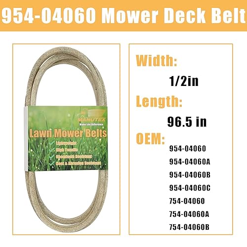 Miniatura 2 de 754-04060 954-04060 - Cinturón de cubierta de cortacésped de 42 pulgadas compatible con Troy-Bilt MTD Cub Cadet Craftsman Huskee White Outdoor