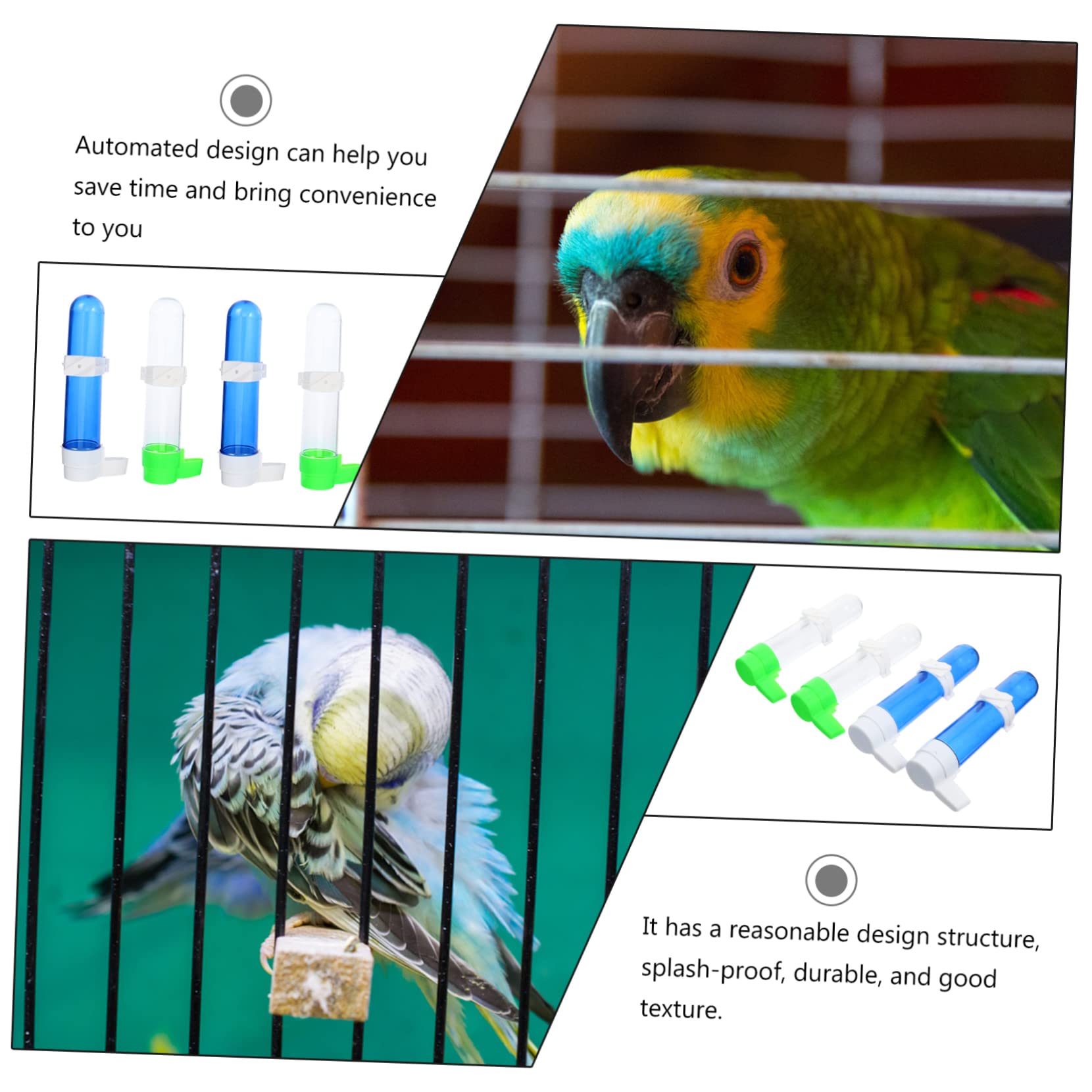 12pezzi Distributore Automatico Per Uccelli Bevitore Plastica Per Pappagalli Bottiglia Per Alimentazione Con Design Antigoccia e Struttura Resistente Accessori Per Animali