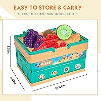 Vista 3 de Juego de cocina de 80 piezas, cocina para niños pequeños con ollas, sartenes, utensilios de cocina, alimentos, manta de picnic, frutas, verduras