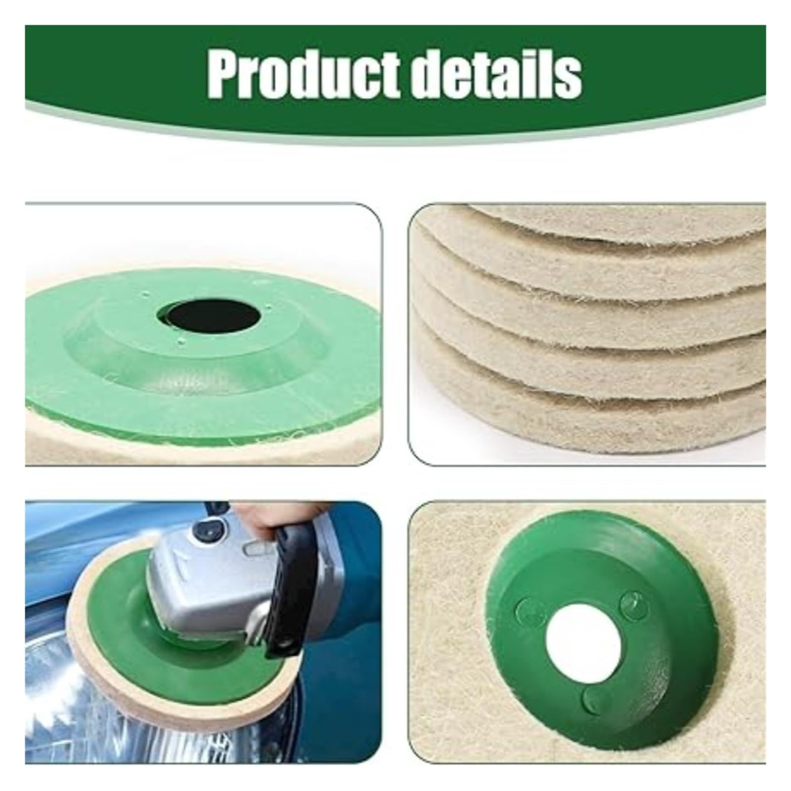 Almohadilla redonda for rueda de disco de fieltro de lana, pulido de 100mm y 125mm for Metal, mármol, piedra y muebles, 1-30 Uds.