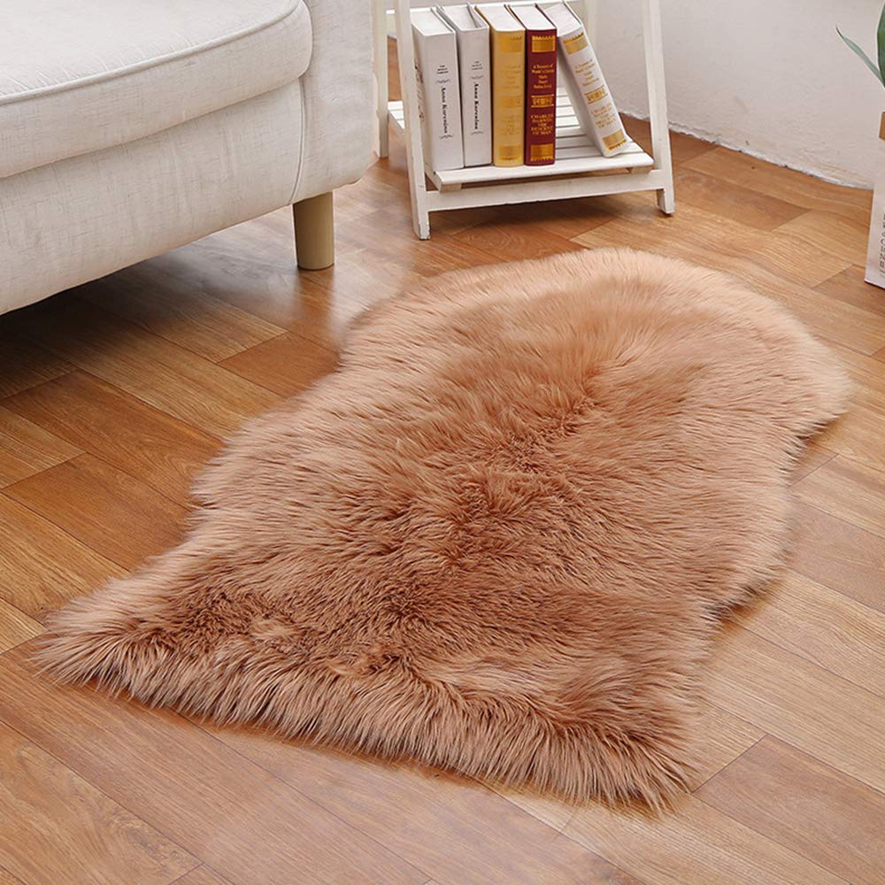 GueTTO Fluffy Faux Sheepskin Area Rug, Super Soft Fluffy Bedroom Rug Faux Sheepskin Fur Rug, Fluffy Rug, Super Soft Fur Carpet Floor Mat for Home Living Room Sofa Floor Bedroom,F,40x60cm