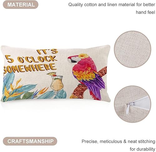 Miniatura 5 de It's Five O'clock Somewhere - Funda de almohada corporal impresa en dos lados de 12 x 20 pulgadas, de lino, bohemio, protector de almohada corporal