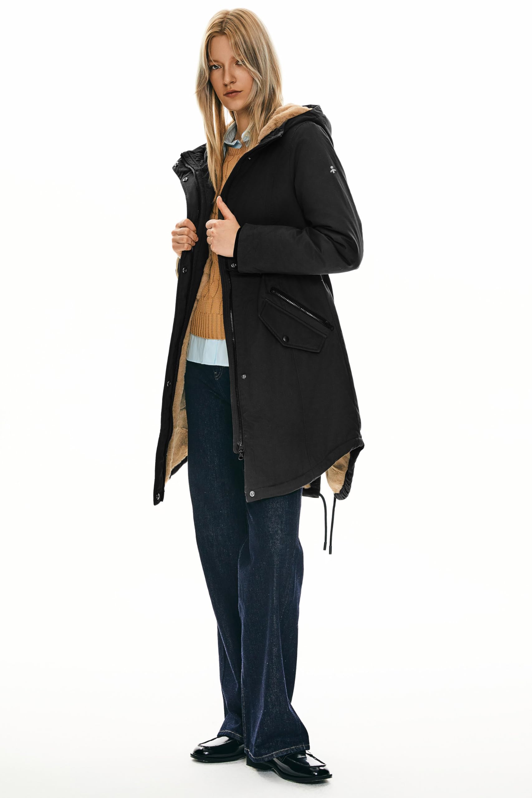 Orolay Parka de Mujer con Capucha y Forro Polar Chaqueta Acolchada para el Invierno