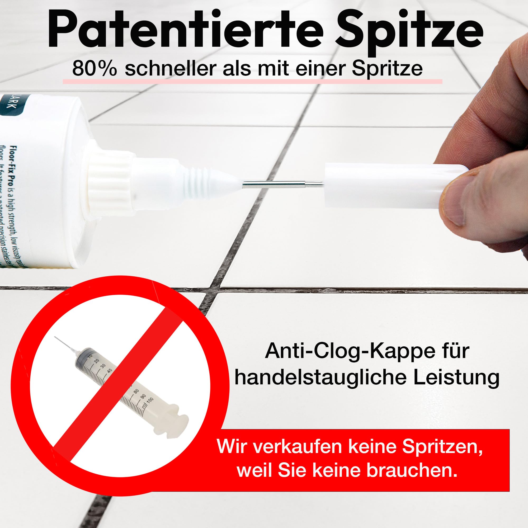300 ml – Injektionskleber | Reparatur von losen und hohlen Fliesen | Inklusive Injektionsspitze + Anti-Verstopfungskappe (12)