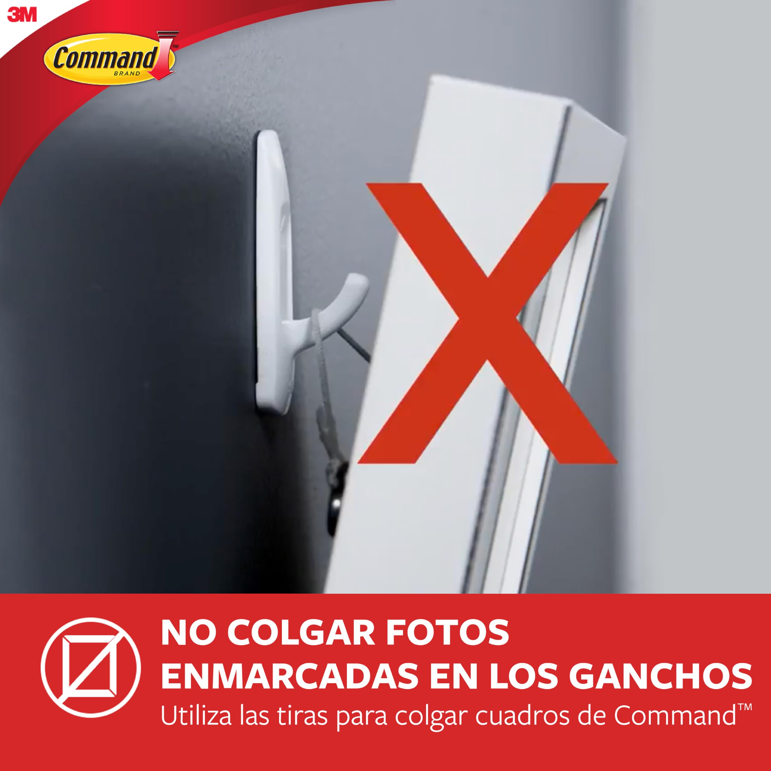 Command Gancio adesivo in plastica multiuso GP003-7NA Bianco Grande 7 ganci 12 strisce