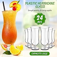 Vista 6 de Lallisa 24 vasos de plástico para huracanes de 15 onzas, resistentes a las roturas, de plástico transparente, de piña colada, vasos de cóctel