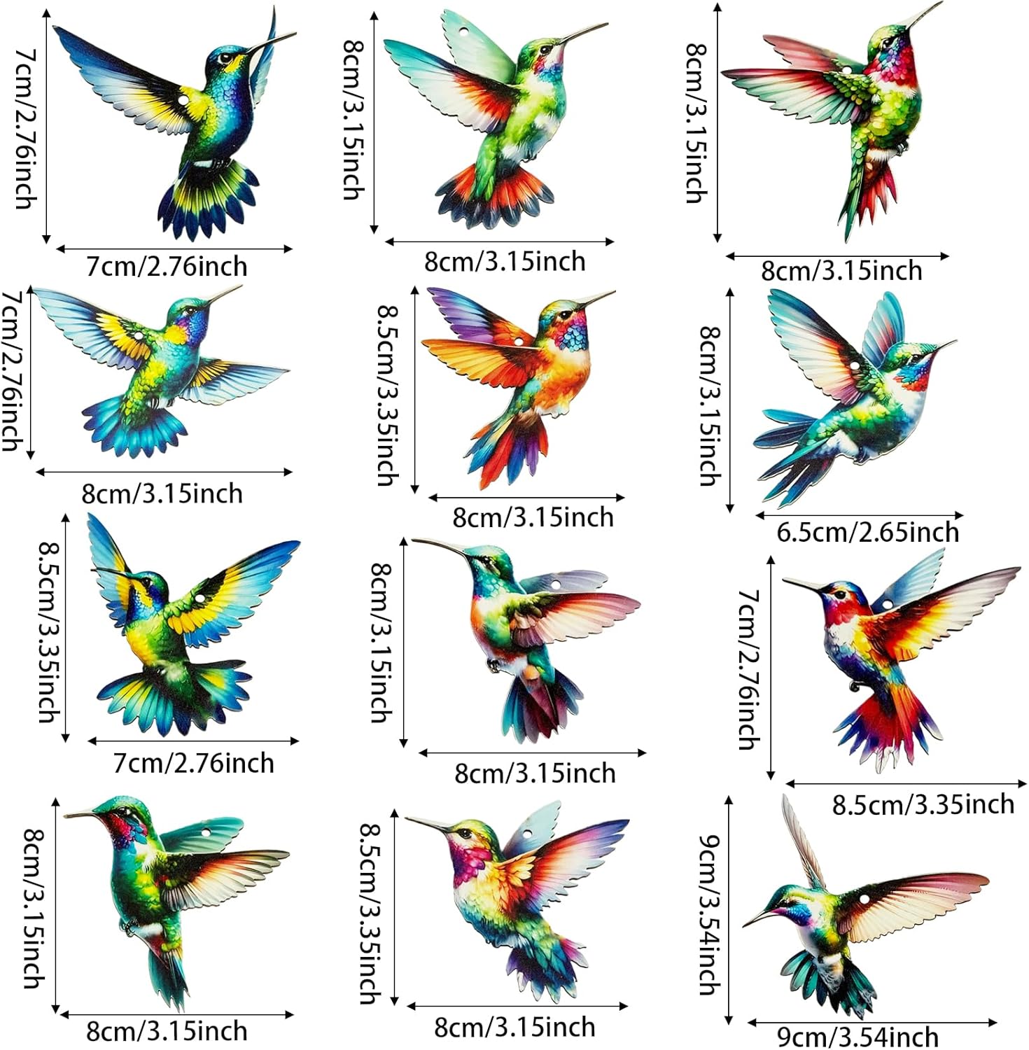 24PCS Hummingbird Christmas Ornament Wooden Bird Hanging Decoration Pendant with Hemp Rope for Christmas Tree Decoration Home Party Wall Decor (24PCS Hummingbird) - Image 2