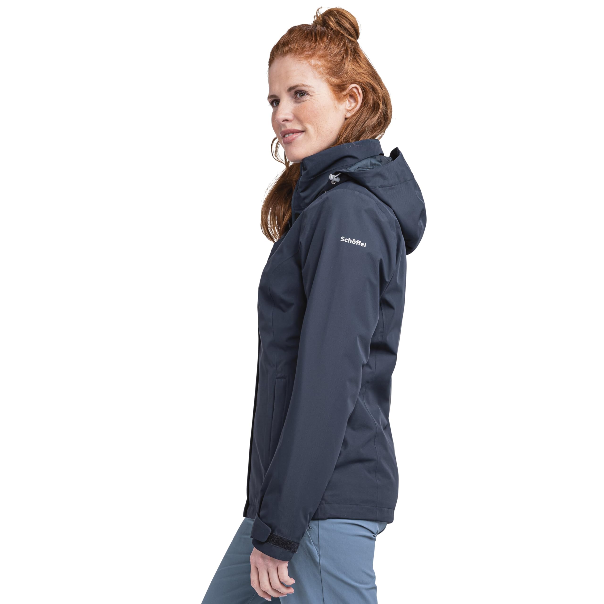 Schöffel Damen Jacket Gmund L, wind- und wasserdichte Regenjacke, atmungsaktive Outdoor Jacke, Wanderjacke mit verstaubarer Kapuze