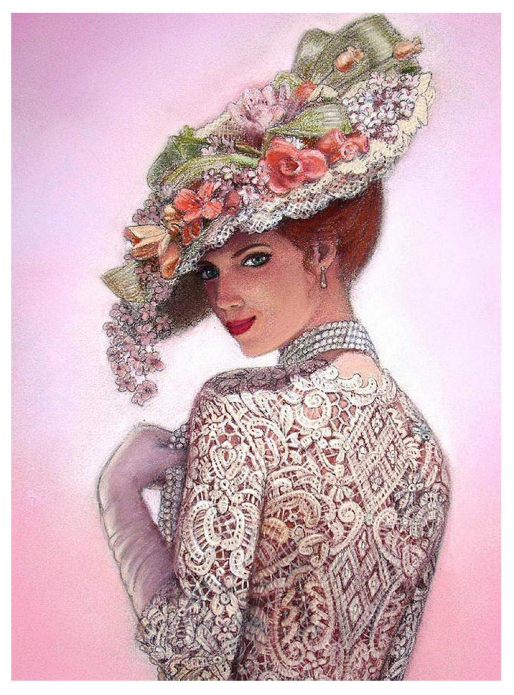 Stamped Cross Stitch Kits for Beginners Adults with Pattern Funny UK Beautiful Lady 11ct DIY Embroidery Crafts for Needle Point Starter Kit Home Decor Holiday Gift（16×20inch)