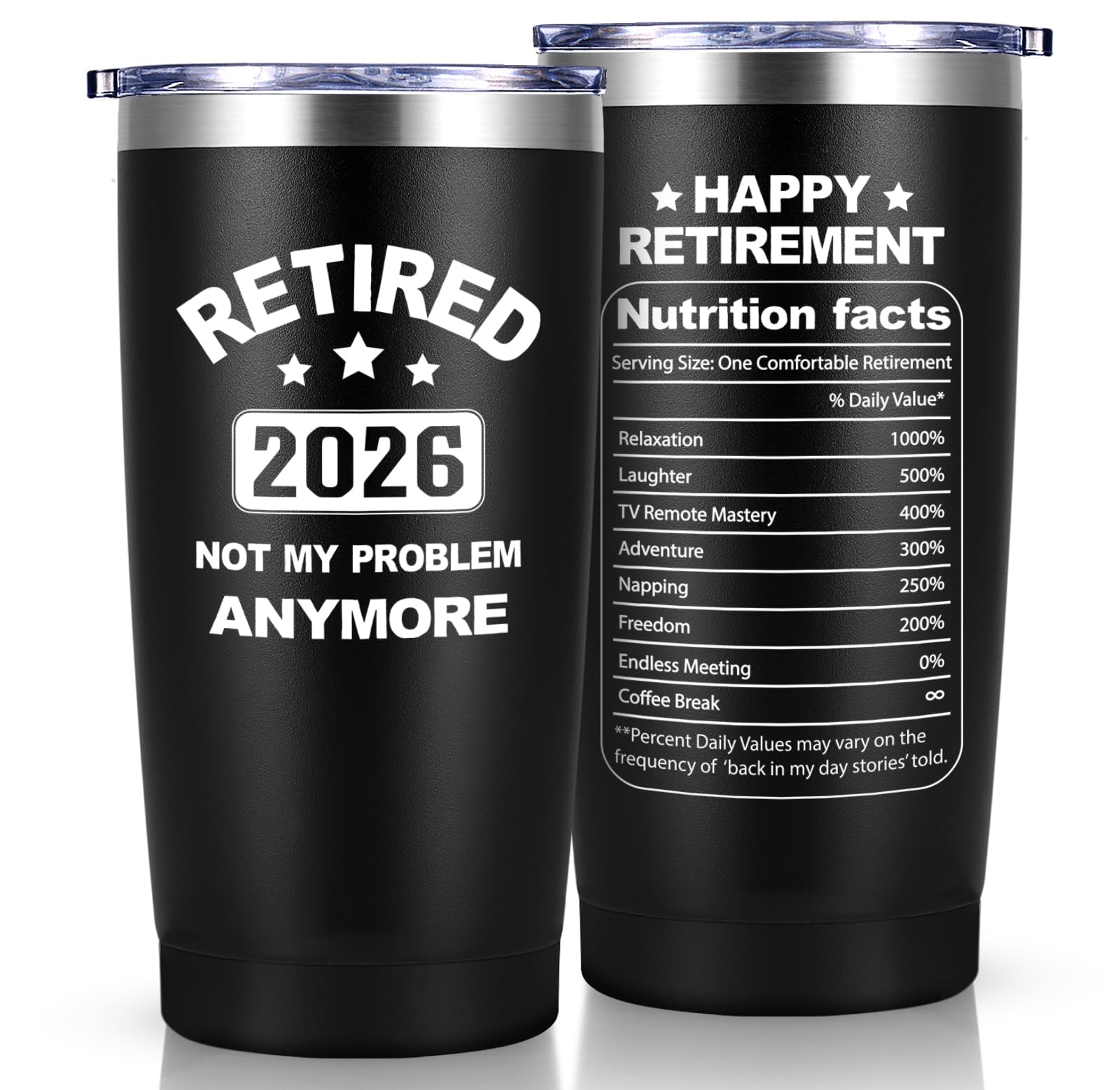Livole Retirement Gifts for Men, Him, Colleagues, Coworker, Retired 2026 Not My Problem Anymore, Retirement Mug, 20oz 600ml Stainless Steel Insulated Wine Tumbler