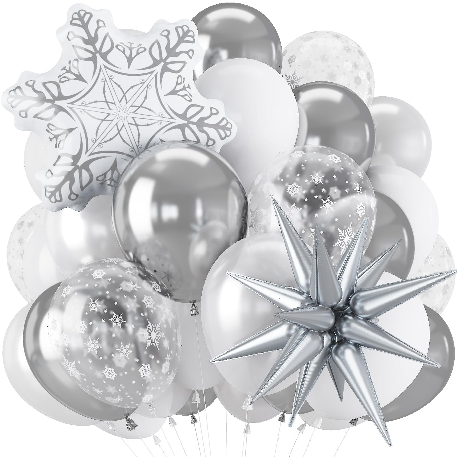 White Silver Snowflake Balloons for Winter Party Decorations โ image 1