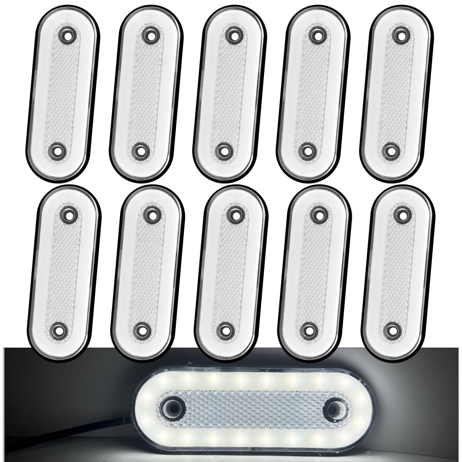 Biqing 2 Luci Laterali A LED 6-Inch | Bianche, 12V/24V, Indicatori Di Posizione Per Camper, Camion, Barca - 5