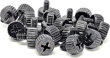 Micro Connectors 20-Pack 6#-32x5 M3.5 PC Computer Case Thumb Screws- Black (SCW-20M355B)