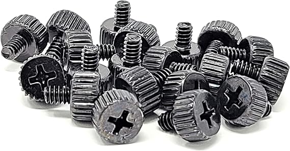 Micro Connectors 20-Pack 6#-32x5 M3.5 PC Computer Case Thumb Screws- Black (SCW-20M355B)