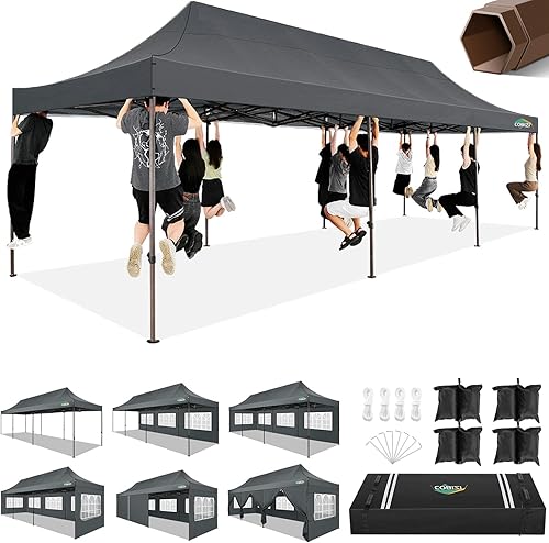 Miniatura 18 de COBIZI Carpa con Toldo 10x10 Pop Up, Toldo de Fácil Instalación con Paredes Laterales Impermeable y UPF 50+, Carpa Instantánea Comercial de Servicio