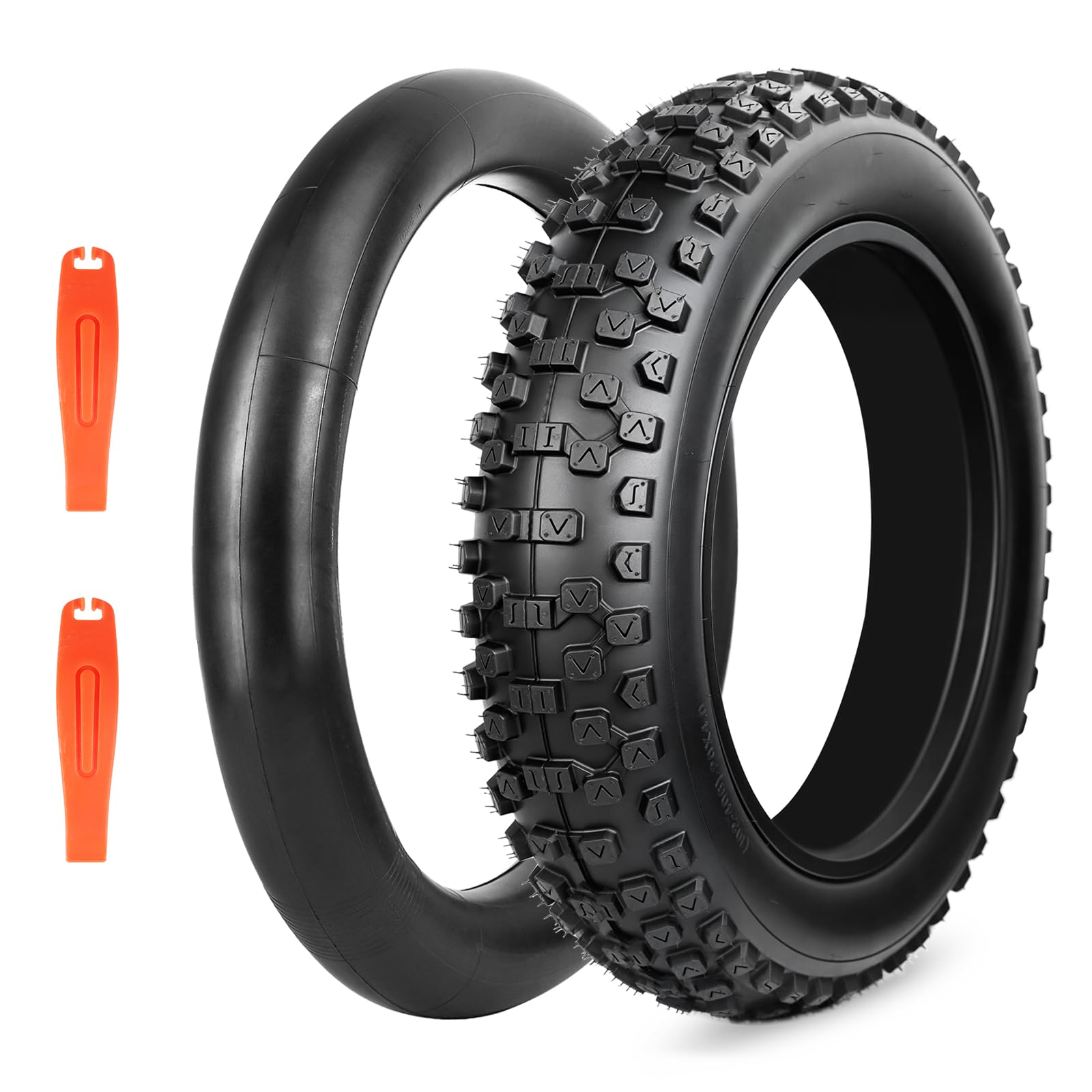 BALINGE 1 Pack Fat Tire for Ebike Mountain Bike Heavy Duty High-Performance Wear-Resistant E-Bike Mountain Snow Bike Tire 20" x 4"，Black，1 Tire 1 Tube 2levers