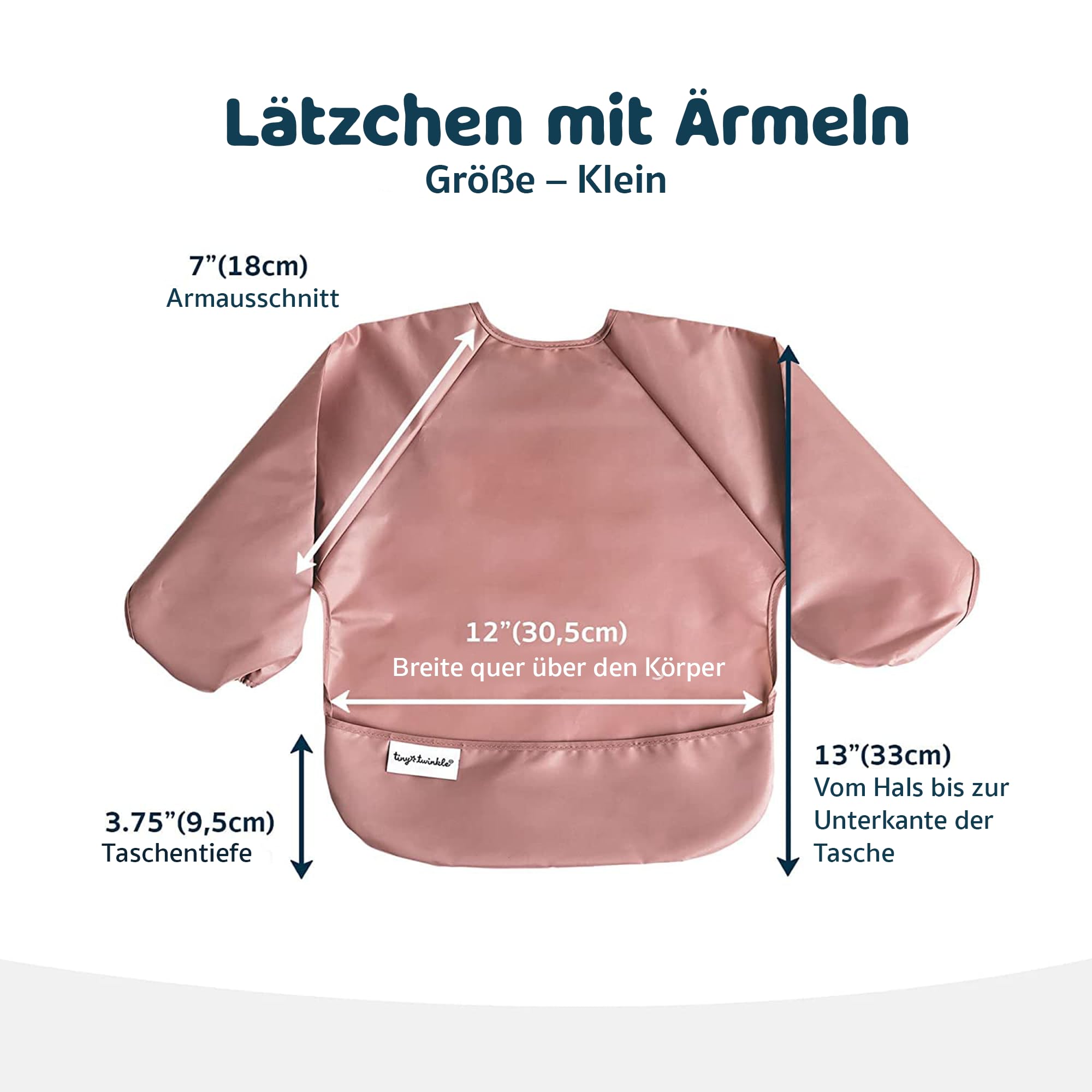 Tiny Twinkle Schmutzfestes Baby-Lätzchen, 2pk – Leichtes Kleinkind-Lätzchen – Lätzchen für Babygeführtes Abstillen, Pflegeleicht & Maschinenwaschbar mit Ärmeln