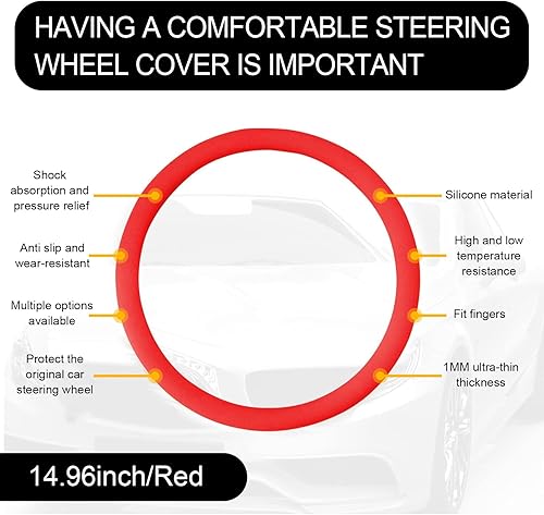 Miniatura 3 de Paquete de 1 funda para volante de automóvil en forma de D, funda protectora de silicona antideslizante para volante, adecuada para volante de parte
