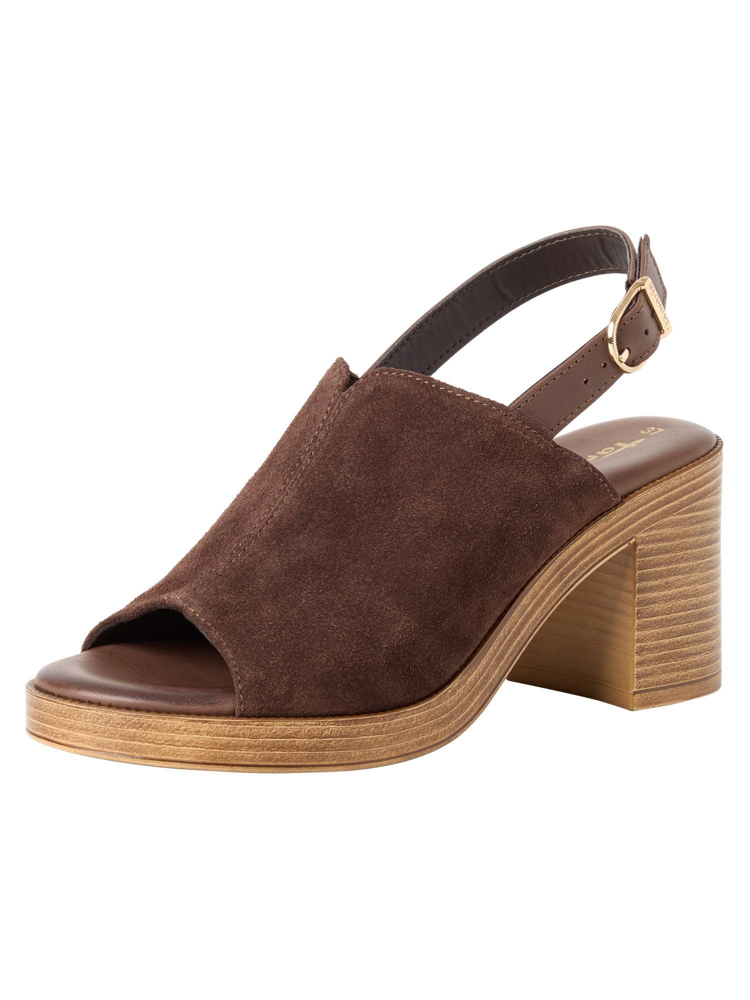 Tamaris Women’s sandal with block heel leather brown 3.5 UK
