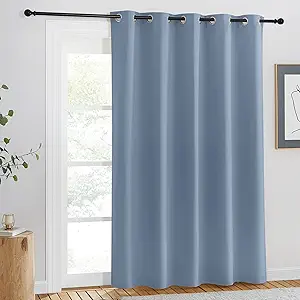 NICETOWN Blackout Curtains for Windows 84 inch Long - Window Treatment Thermal Insulated Solid Grommet Room Darkening Drapes for Bedroom/Living Room (Stone Blue, 1 Panel, W66 x L84)