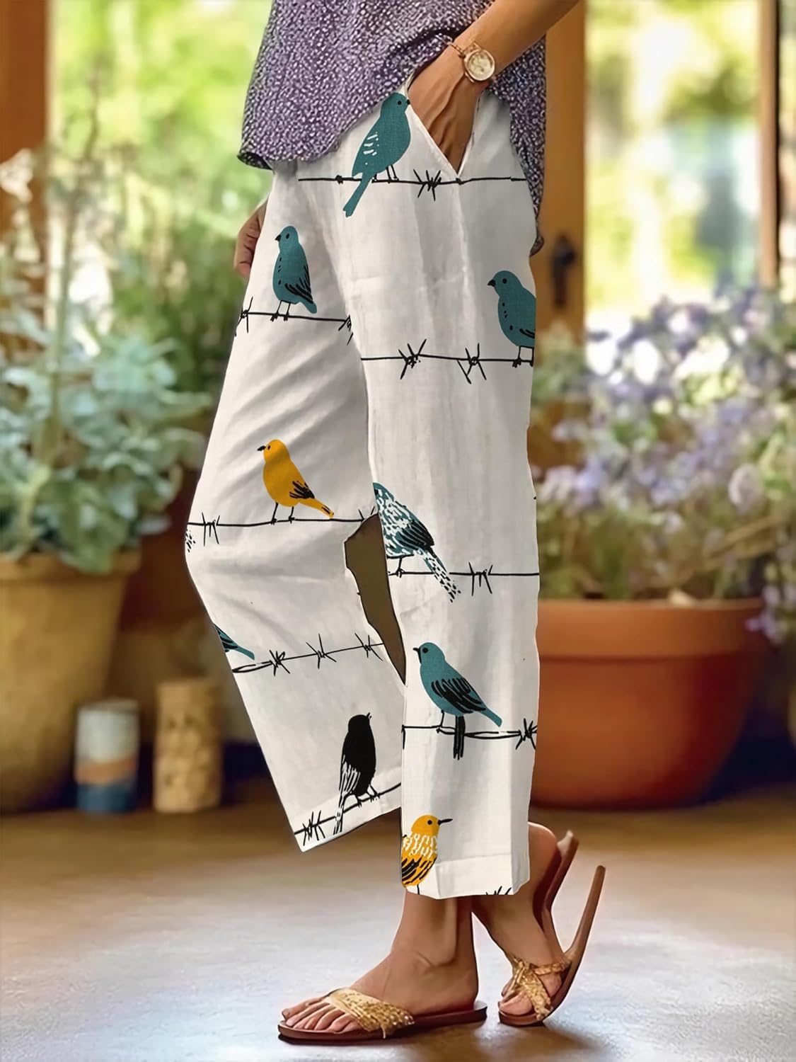 Resort Pants for Women Oversized Casual Wide Leg Soft 2025 Summer Elastic Waist Festival Lightweight Harem Trouser - Image 2